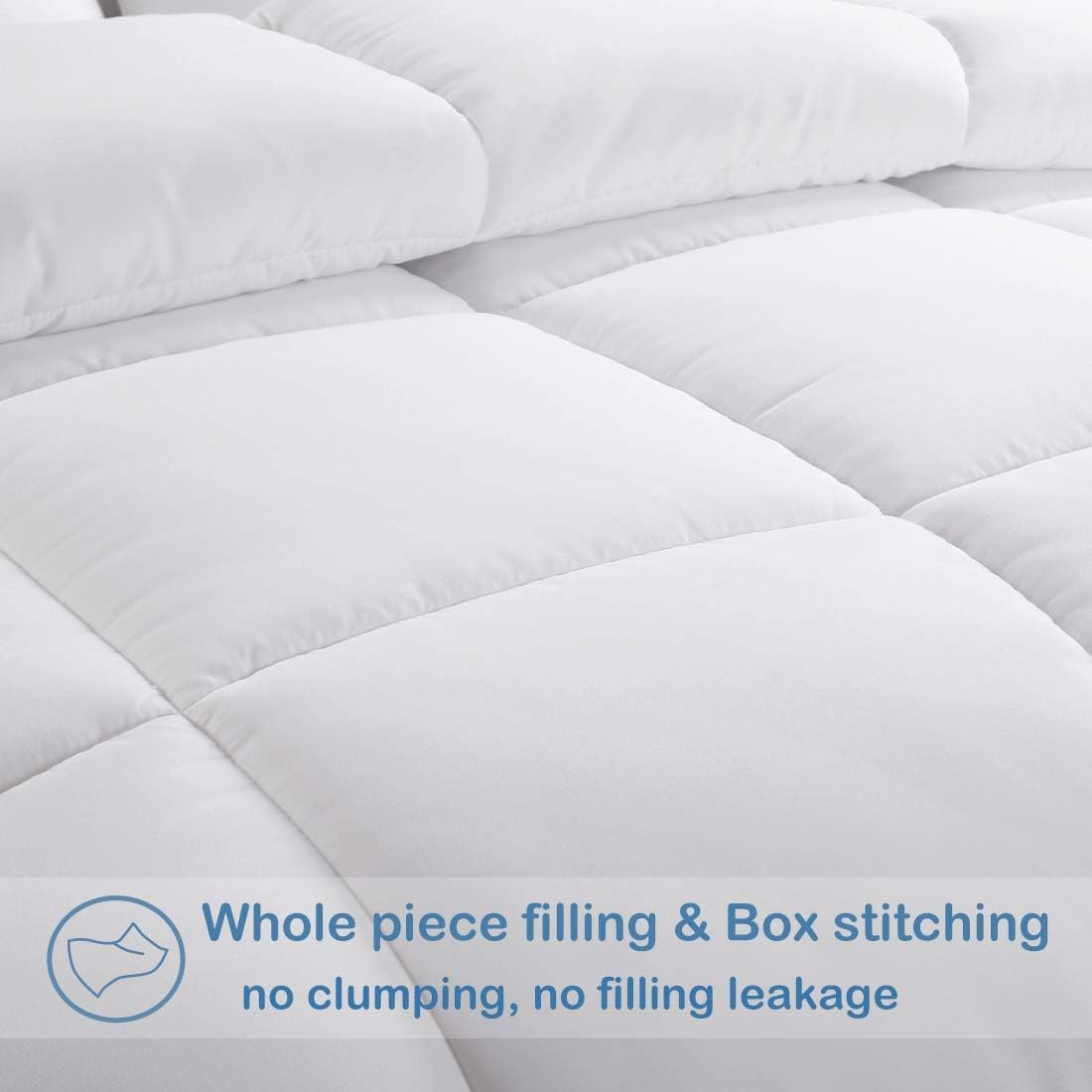 EASELAND Oversized King Down Alternative Comforter - Quilted Duvet Insert for All Seasons, Soft Lightweight with Corner Tabs, Summer Winter Warm Bedding, White 98x116 Inches