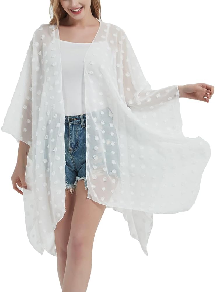 Women's Bohemian Floral Chiffon Beach Cover up Swimsuit Kimono Summer Swimwear Cardigans