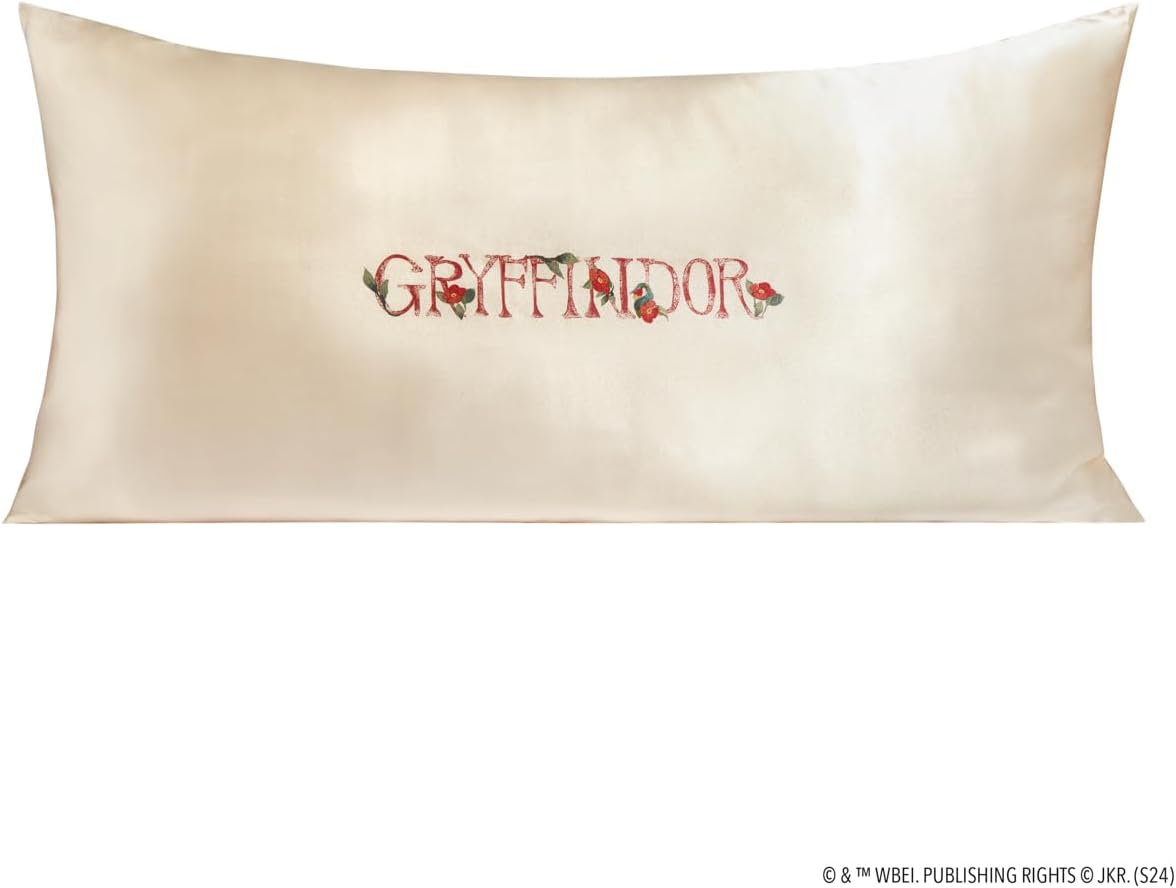 Kitsch x Harry Potter Gryffindor Satin Pillowcase with Zipper for Hair & Skin – Double-Sided, Softer Than Silk, Wrinkle-Free, Machine Washable, Frizz Control, Breakout Prevention - King Size (19x36)