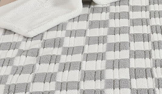 Electric Heated Blanket 6 Heating Settings & 10H Auto Off Full 72×84 Plush Fluffy Office Quick-Heating Study Plaid Gray White