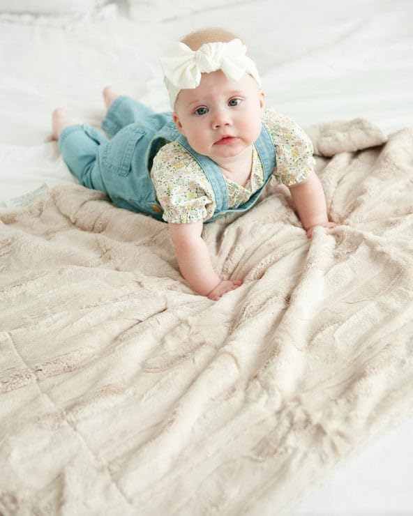 Minky Couture Sorbet Blanket - Ultra-Soft Throw for Silky Smooth Comfort - Premium Decorative Throw - Midweight, Breathable Fabric - Machine Washable Grande, Almond Croissant