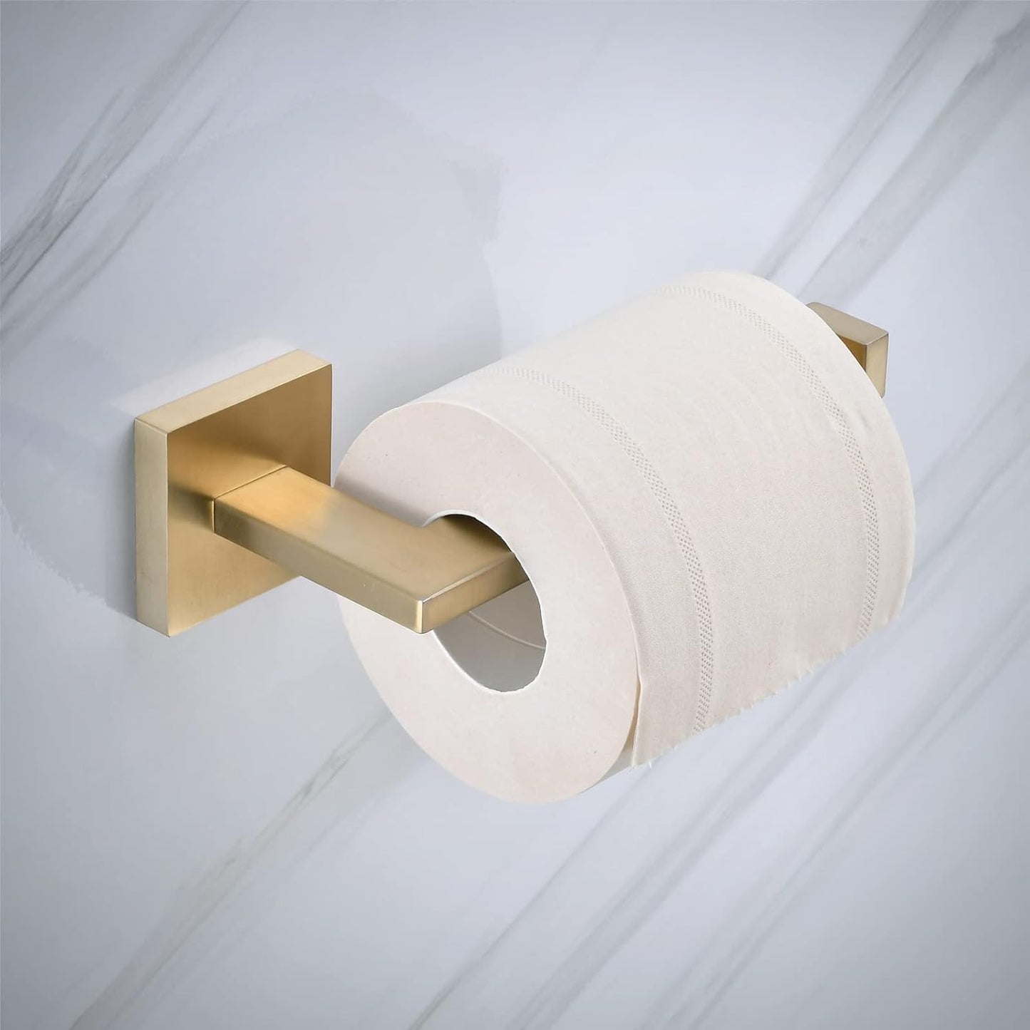 Brushed Gold Toilet Paper Holder Hand Towel Holder, SHUNLI Gold Bathroom Accessories Hardware Set 2 Pieces, Wall Mounted Towel Ring Towel Bar, SUS304 Stainless Steel