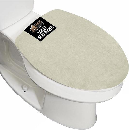 GORILLA GRIP Thick Memory Foam Bathroom Toilet Lid Seat Cover, Soft Velvet Topside, Machine Wash, Plush Cushioned Covers Fits Most Size Lids, Decorative Bath Room Accessories, 19.5x18.5, Champagne