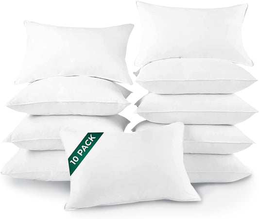 DOWNLITE 10-Pack Set of King Size Hypoallergenic Down Alternative Bed Pillows – Soft/Medium Density, for Stomach & Back Sleepers – Machine Washable & Dryable – Assembled in The USA
