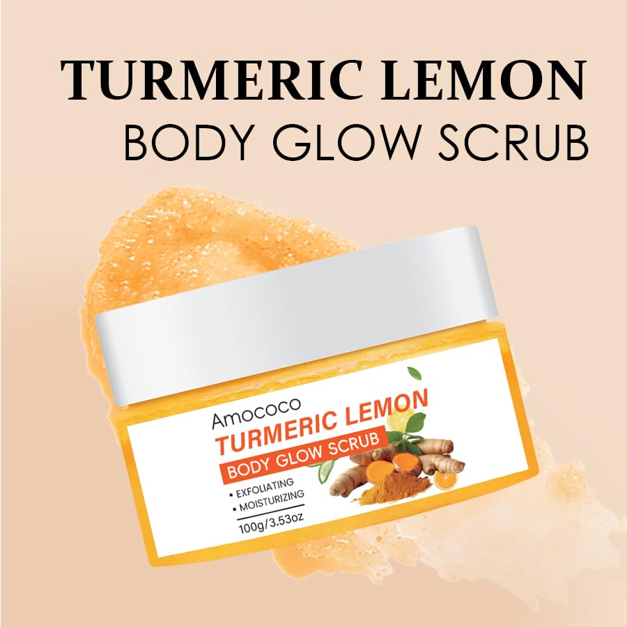 Turmeric Lemon Body Scrub, Deep Cleansing Exfoliator with Armpit Detox & Moisturization, 3.53oz