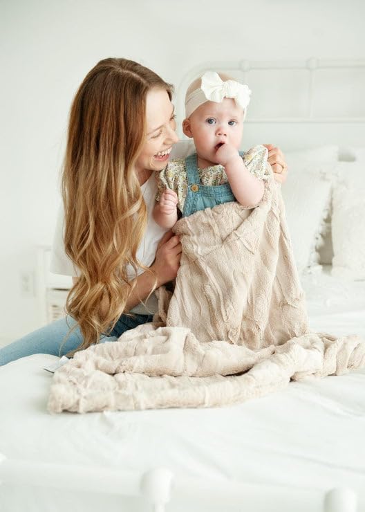 Minky Couture Sorbet Blanket - Ultra-Soft Throw for Silky Smooth Comfort - Premium Decorative Throw - Midweight, Breathable Fabric - Machine Washable Grande, Almond Croissant
