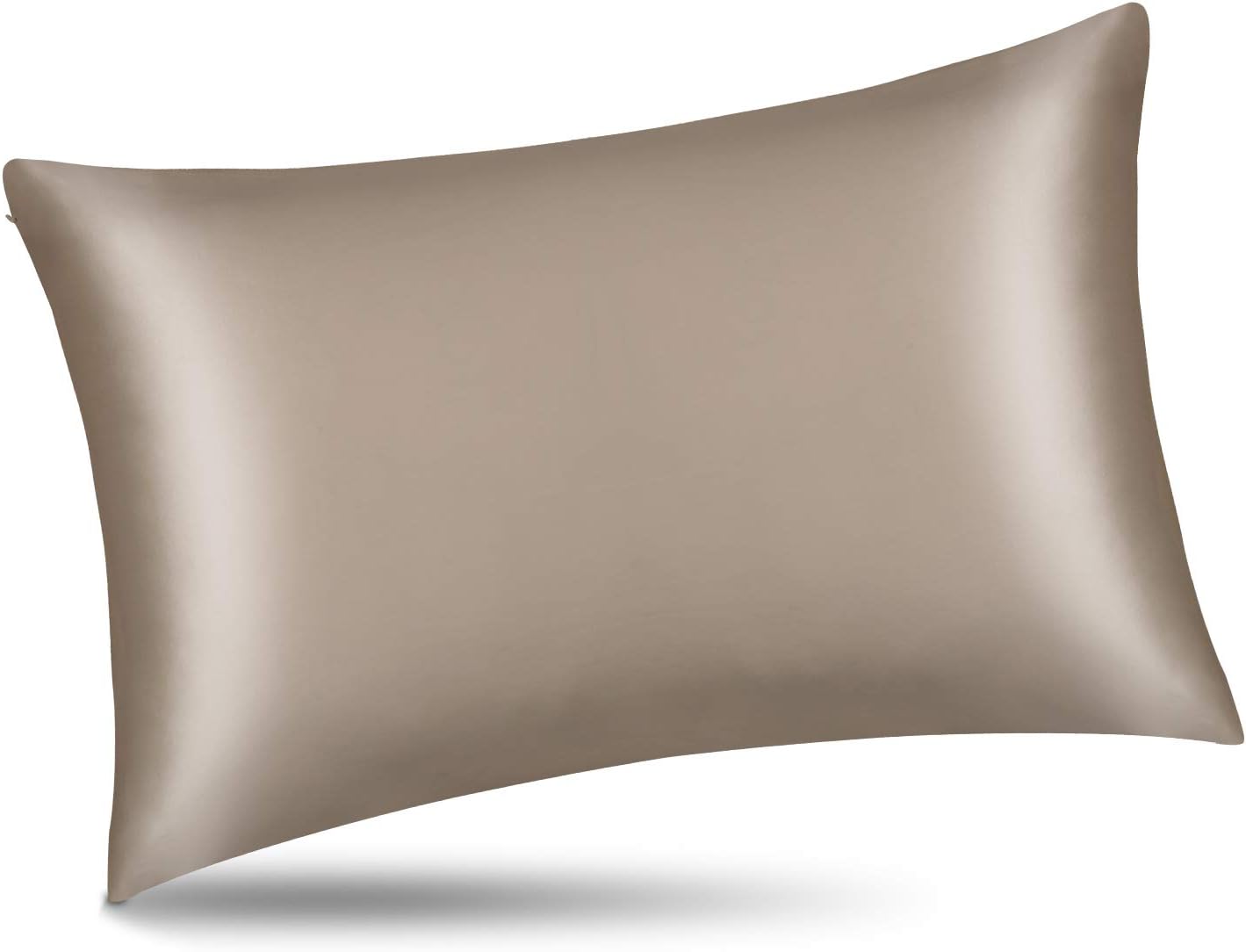 ALASKA BEAR Natural Silk Pillowcase, Hypoallergenic, 19 Momme, 600 Thread Count 100 Percent Mulberry Silk, King (1pc, Taupe Tan)