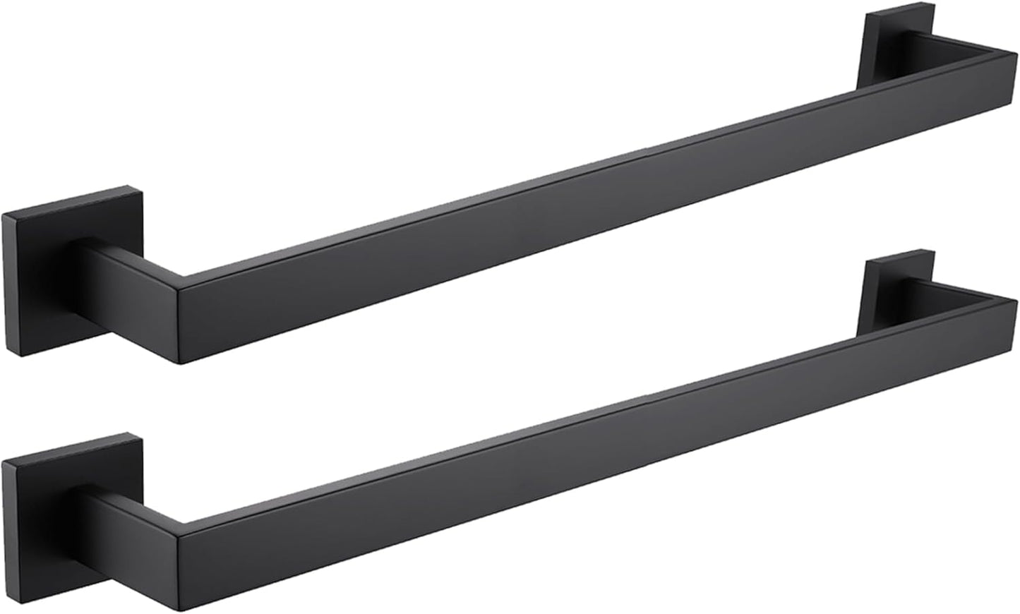 LANC 2 Pack Bathroom Towel Bars, Matte Black 20-Inch Bathroom Square Towel Racks Kitchen Hand Towel Holders Total-22 Stainless Steel Wall Mount Towel Hanger Rods,A8804-5MB