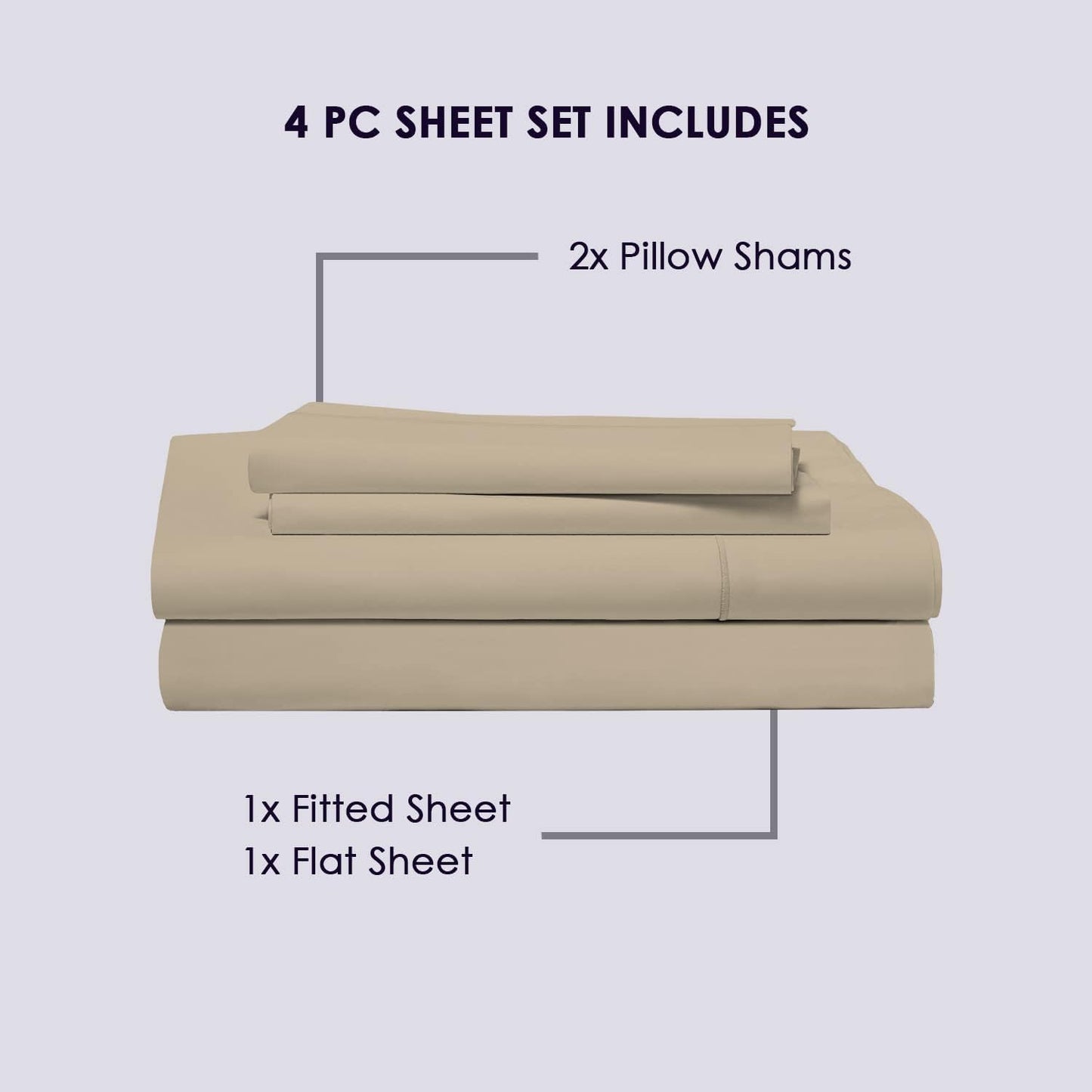 Pizuna Pure 100% Cotton Sheets Full Size, 800 Thread Count Long Staple Cotton Crisp Sateen Sheets Full with 15in Deep Pocket (Combed Simply Taupe)