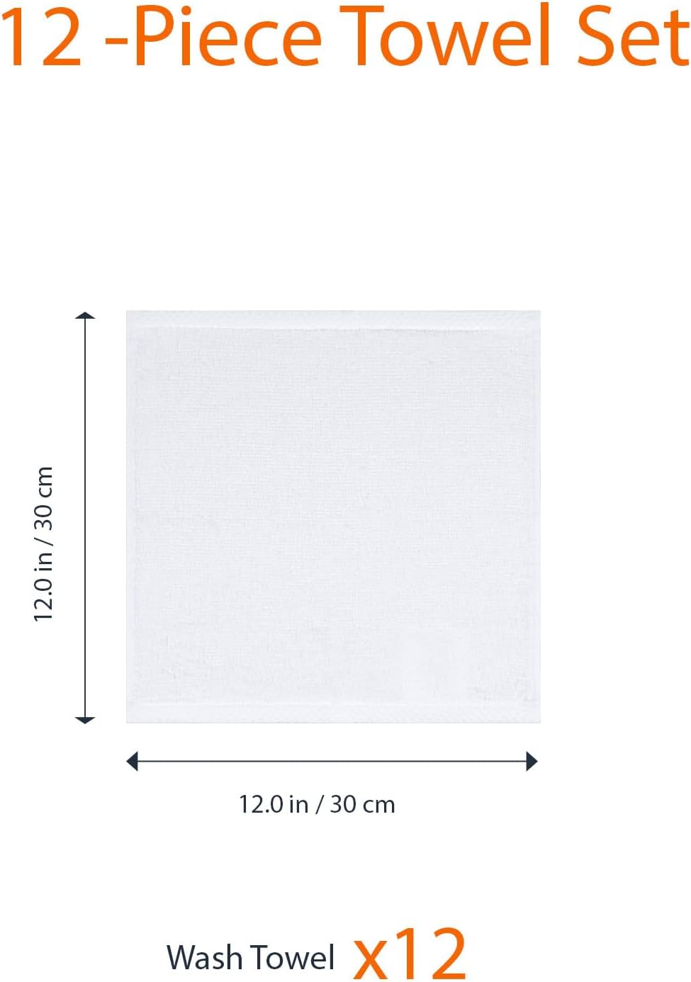 Amazon Basics Cotton Washcloths, Quick-Dry, 12" x 12", 12-Pack, White