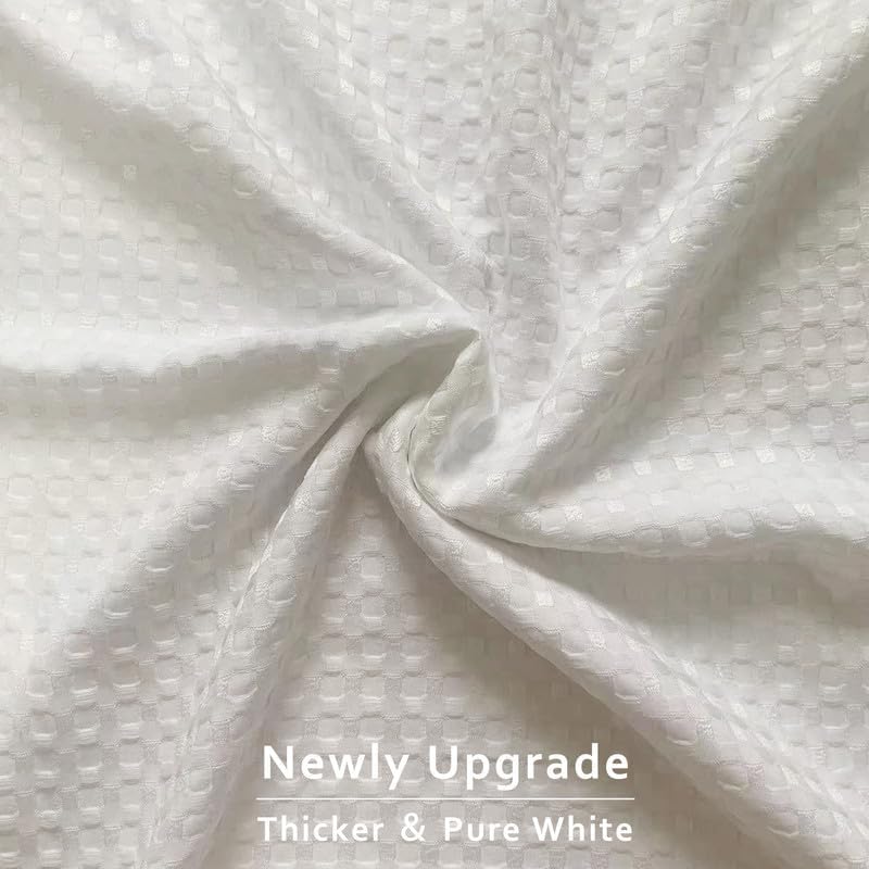 MIYE Pleated Waffle Weave Bed Skirt, Tailored Dust Ruffle 12 Inch Drop Easy Fit, Machine Washable, No Split Corners (White, King - 12" Drop)