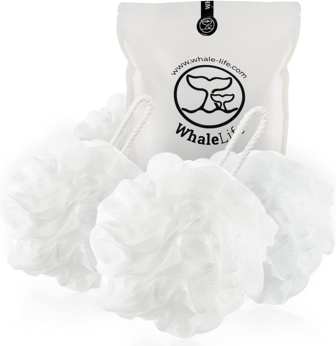 Loofah Sponge Bath Sponge for Women Men 4 Pack (White)
