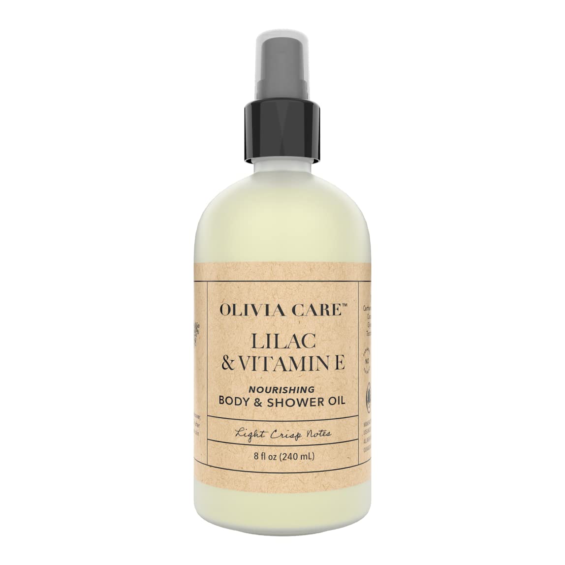 Olivia Care Nourishing Body and Shower Oil. Vitamin E and Lilac Shower Oil, A Natural In-Shower Body Lotion. Suitable For All Skin Types, 8 Fl Oz. (Lilac & Vitamin E)