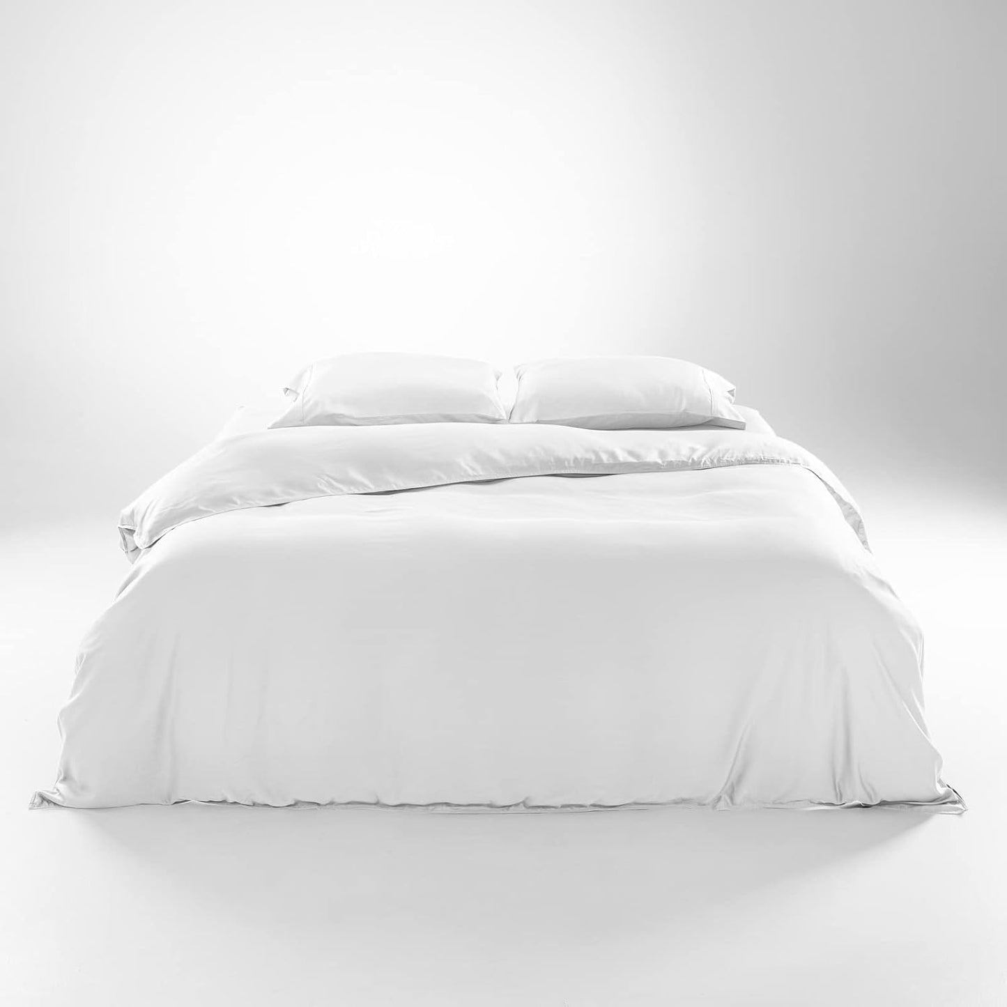 Olive + Crate Tencel Eucalyptus Cooling Duvet Cover Set, Hypoallergenic, Lyocell Tencel Duvet Cover, Temperature Regulating with Hidden Button Closure & Corner Ties - California King [White Snow]