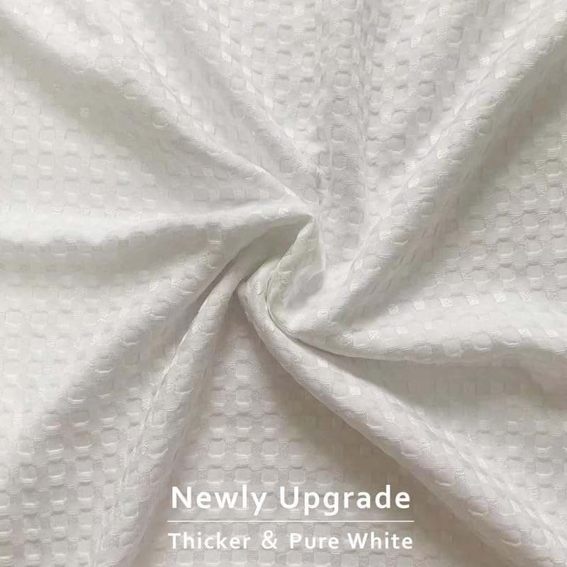 MIYE Pleated Waffle Weave Bed Skirt, Tailored Dust Ruffle 14 Inch Drop Easy Fit, Machine Washable (White, TwinXL - 14" Drop)