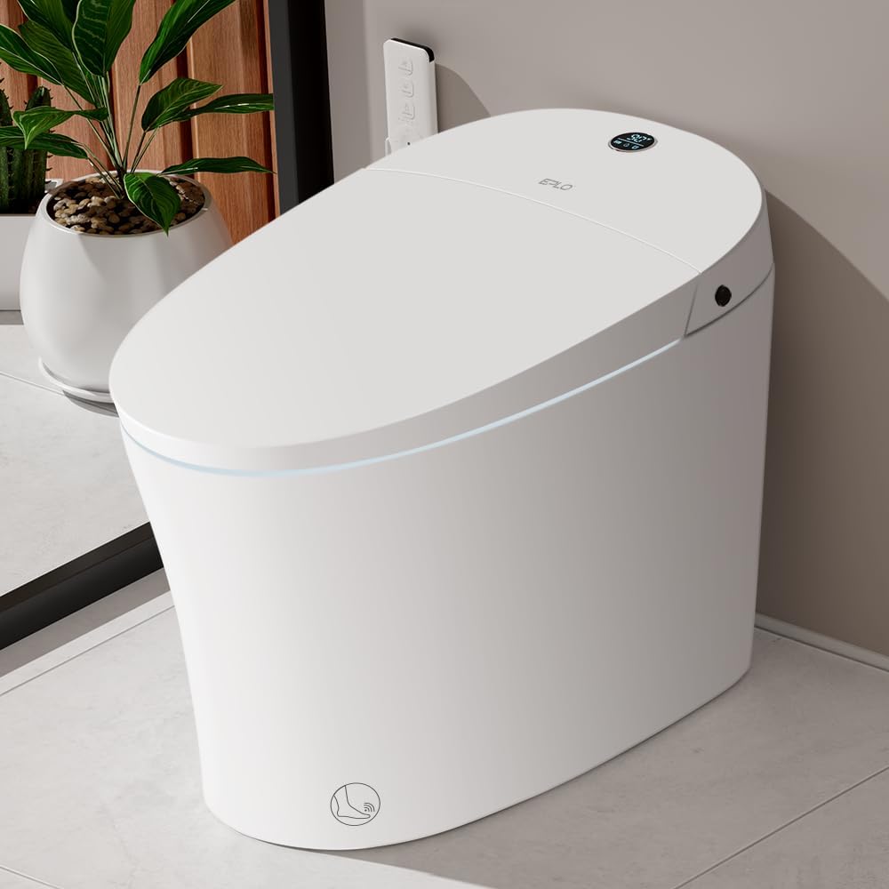 EPLO Smart Toilet Bidet with Auto Open Close,Foam Shield,1000G MaP Flush Score,ADA Comfort Chair Height,Blackout Flush,Heated Seat,Air Dryer,One Piece Modern Elongated Toilet with Tank Pump E18PRO
