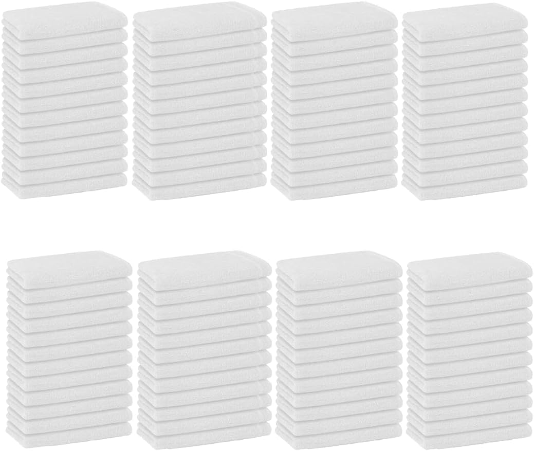 Basic Hand Towels 16x26 Inches – Bulk Pack of 96 – White Color – Soft and Absorbent Multipurpose Cotton Towels for Bathroom, Spa, Gym, Salon, Hotel, and Everyday Use