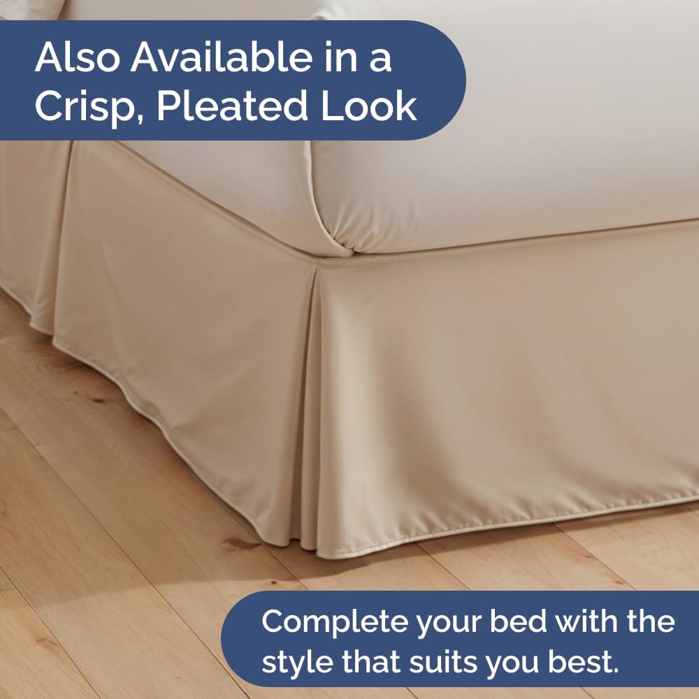 Bedskirt Twin Size Ruffle - 18 inch Drop Dust Ruffle Bed Skirt with Platform - Ultra-Soft, Easy Fit, Premium Hotel Quality - Wrinkle, Fade & Shrink Resistant - for Women, Men, Kids and Teens - Cream