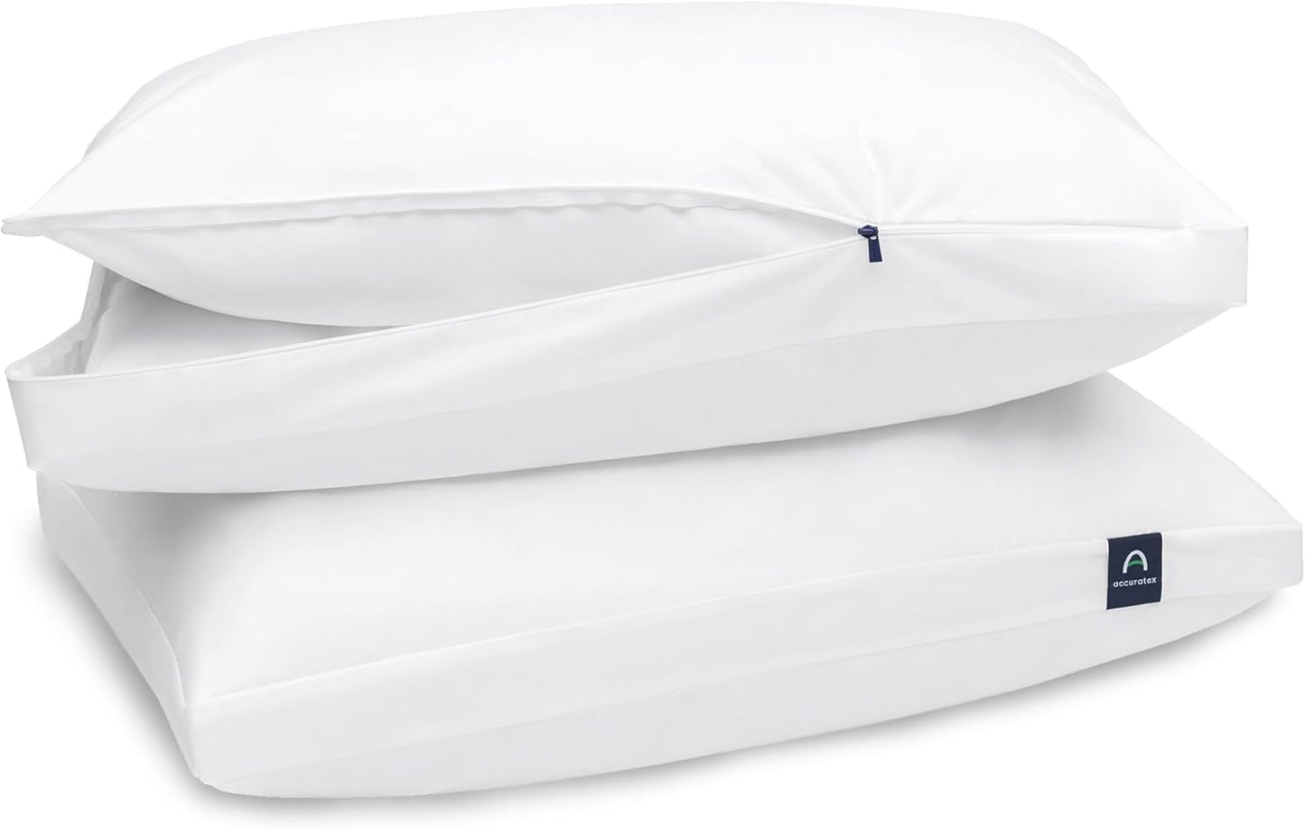 ACCURATEX Fluffy Pillow Cover, 100% Cotton Shell Filled with Down Alternative, Revive Old Flat Pillows, L Shaped Zipper Pillow Protector for Standard Size Pillow, Removable & Machine Washable