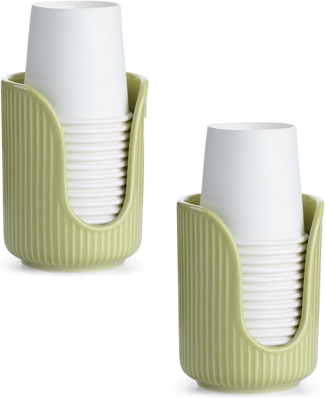Bathroom Cup Dispenser, 3oz-4oz Ceramic Paper Cup Holder, Small Countertop Mouthwash Dixie Cups Accessories, for Vanity Countertops, Bathroom, Kitchen, and Dining Room