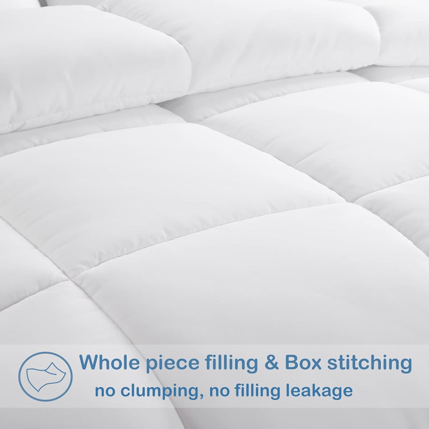 EASELAND King Size Down Alternative Comforter - Quilted Duvet Insert for All Seasons, Soft Lightweight with Corner Tabs, Summer Winter Warm Bedding, White 90x102 Inches
