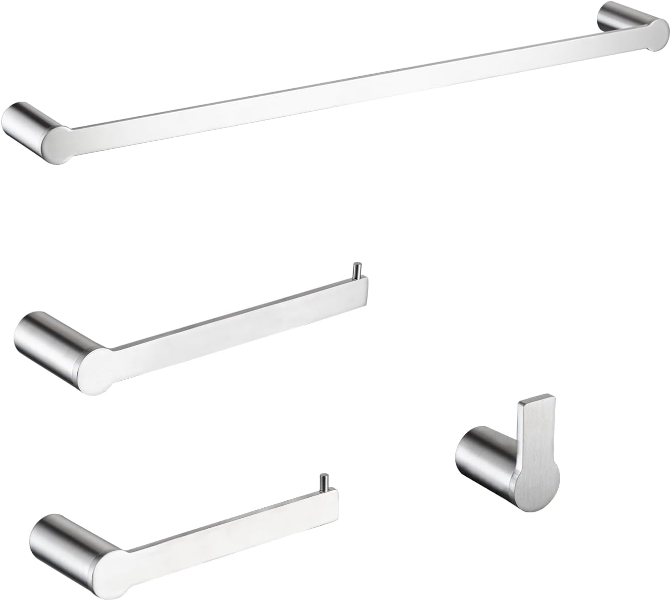 4-Pieces Bathroom Accessories Set, Towel Bar Set Modern Stainless Steel Towel Rack Towel Hooks Toilet Paper Holder for Bathroom Wall Mounted, Brushed Nickel 16 Inch