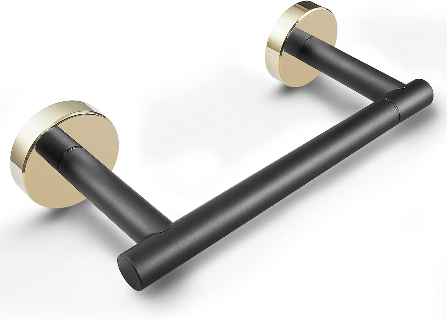 Toilet Paper Holder Matte Black and Gold, Metal Bathroom Rotating Paper Roll on Wall Mounted with Lock, SUS 304 Stainless Steel Mix Color Toilet TP Large Mega Roll Holder Classic