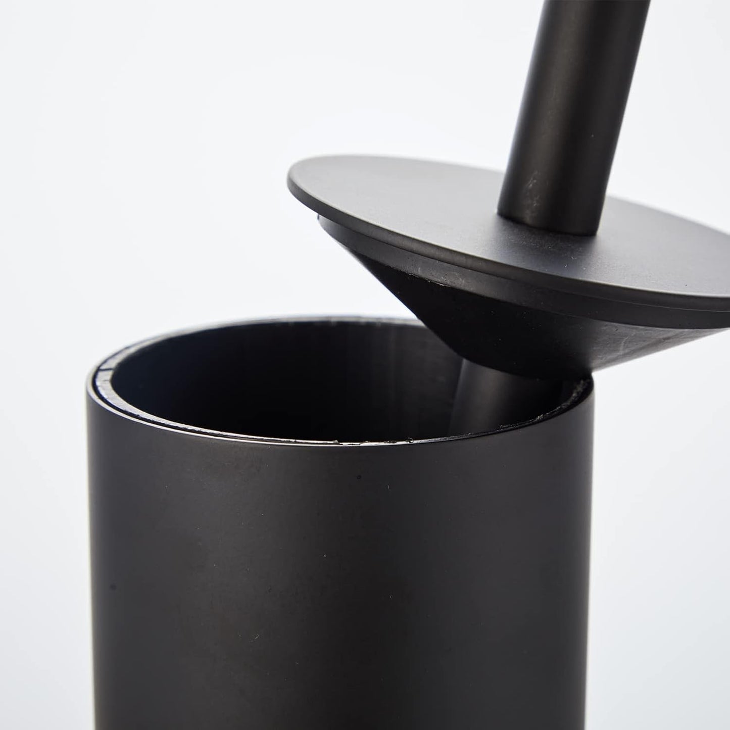 Freestanding Luxury Toilet Brush 304 Stainless Steel Toilet Brush and Holder 19-Inches Tall Round Rust Resistant Anti-Odor and Easy to Clean with Matte Black Finished