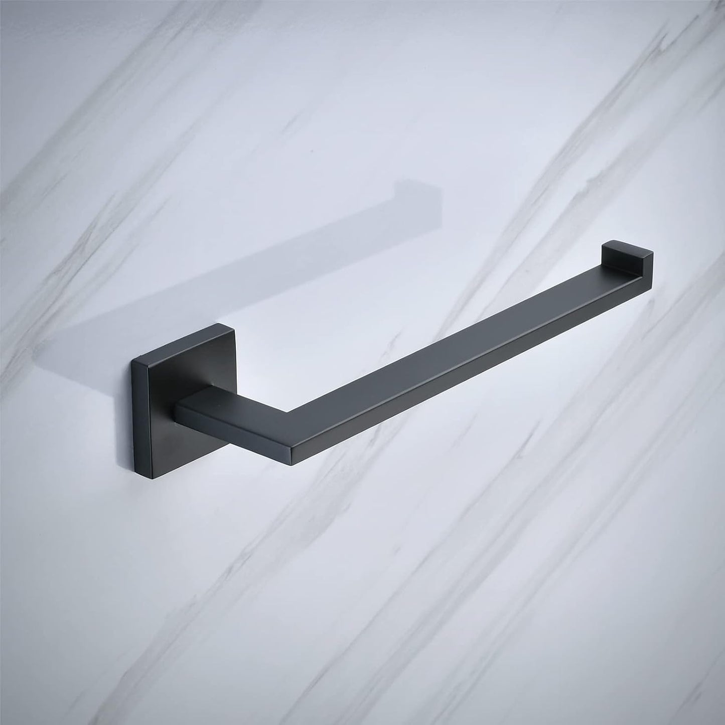 Matte Black Bathroom Accessories Hardware Set 2 Pieces, Toilet Paper Holder + Hand Towel Holder, Wall Mounted Towel Ring Towel Bar, SUS304 Stainless Steel, SHUNLI
