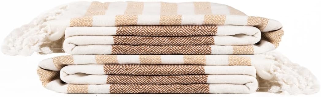Cotton Turkish Beach Towel with Towels Oversized 36"x72" Pool Absorbent Extra Large Quick Dry Sand Travel Towel (Biscotti Luxe, 4 Pack)