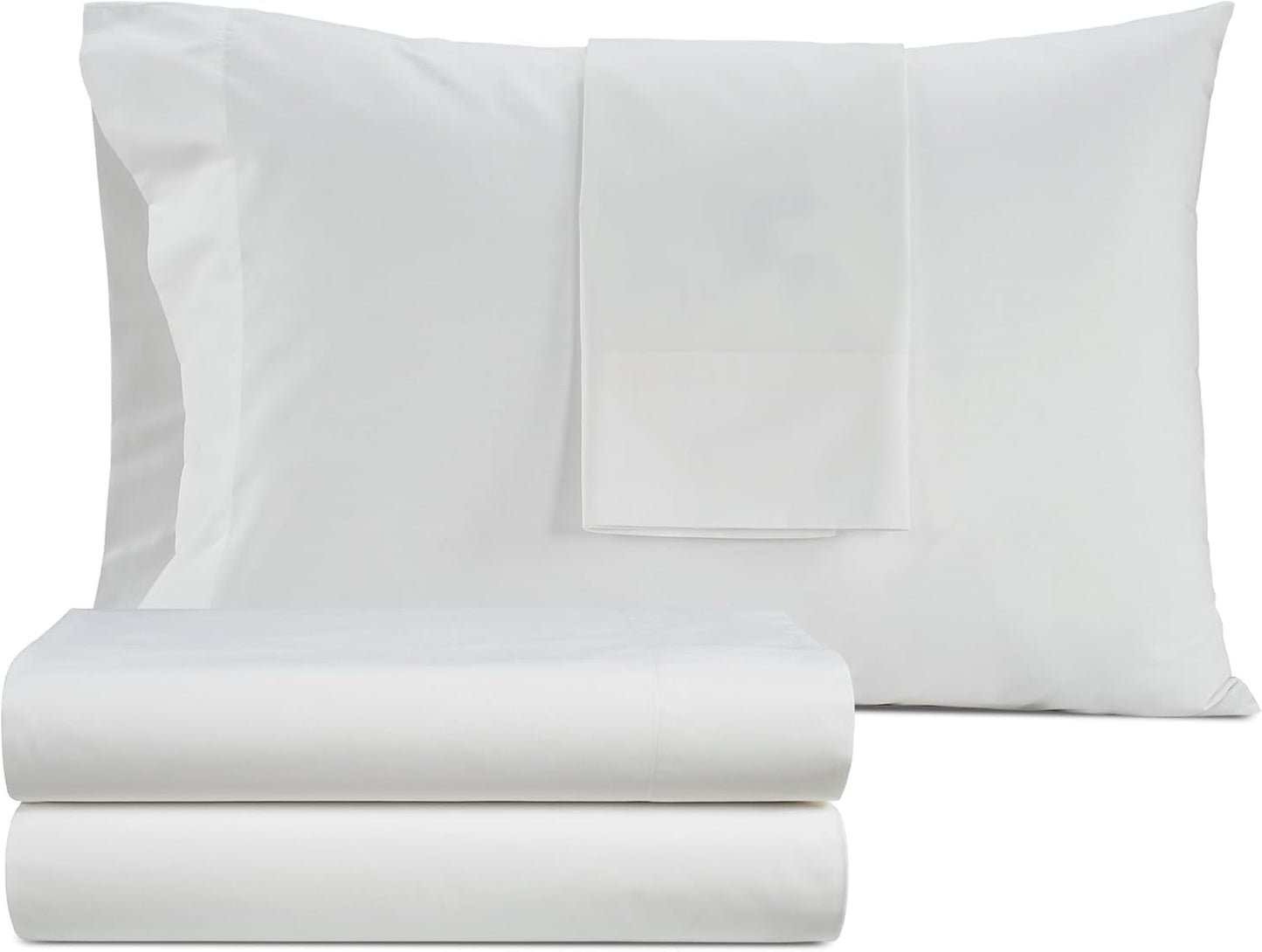 IZOD 100% Egyptian Cotton Sheets Set Queen Size, Cotton Percale Crisp Sheet Set 4Pc, Lightweight & Deep Pocket fits Upto 17", Long-Staple Soft Combed, Hotel Style Sheets Luxury Bedding Sheet - White