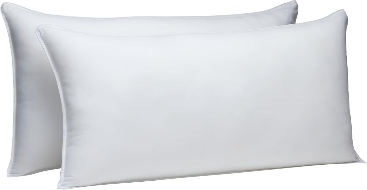 Amazon Basics Down-Alternative Pillows for Stomach and Back Sleepers, Soft Density, 20 x 36 inches, 2-Pack, White