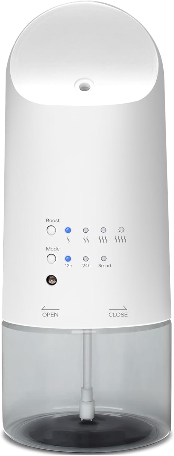 Plug-in Waterless Essential Oil Diffuser - 500 Sq.ft Coverage,Range Nano Mist Technology -160ML, Auto Day/Night Modes,Plug in Diffuser for Large Room, Spa, Office, Kid/Pet Safe - White