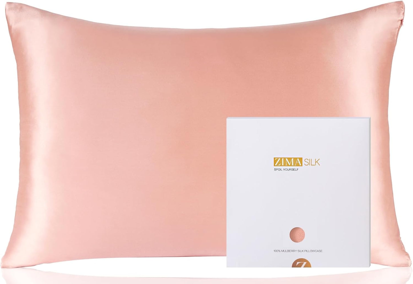 ZIMASILK 100% Pure Mulberry Silk Pillowcase for Hair and Skin Health,Soft and Smooth,Both Sides Premium Grade 6A Silk,600 Thread Count,with Hidden Zipper,1pc(Toddler 13''x18'',Coral)