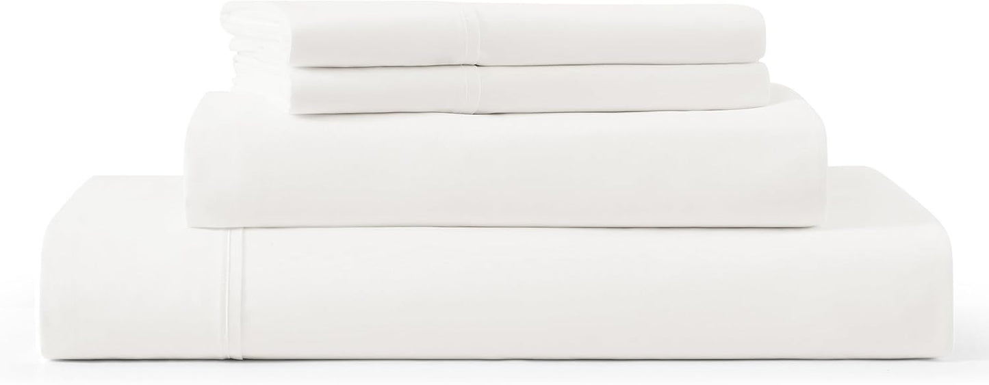 UGG Full XL Sheet Set 4-Piece Luxury Cooling Sheets Deep Pockets Premium Bedding with 2 Pillow Shams Machine Washable, for Dorm Essentials & College Bedding, Full XL, White (Hedi)