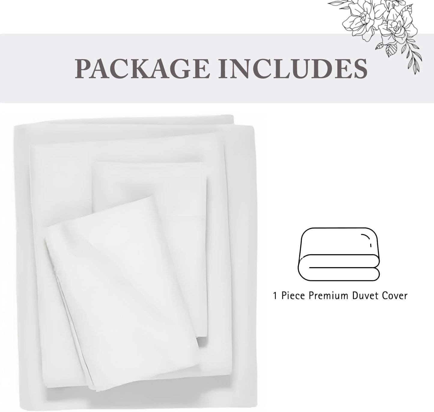 1000 Thread Count King Duvet Cover 100% Egyptian Cotton Hotel Luxury Quality 1 Piece Comforter Cover All Season Breathable Zipper Closure & Corner Ties (Cal King/King, White)