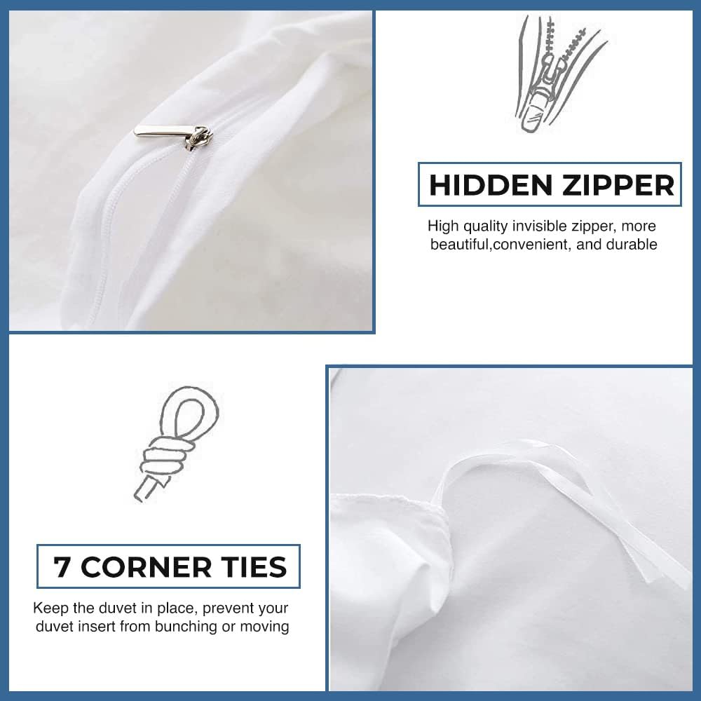 Duvet Cover 100 Percent Egyptian Cotton Twin Xl 1000 Thread Count 1 Duvet Cover & 2 Pillow Shams Long Staple Quilt Silky Soft, Breathable With Zipper -3 Piece All Season Set for Comforter(White)