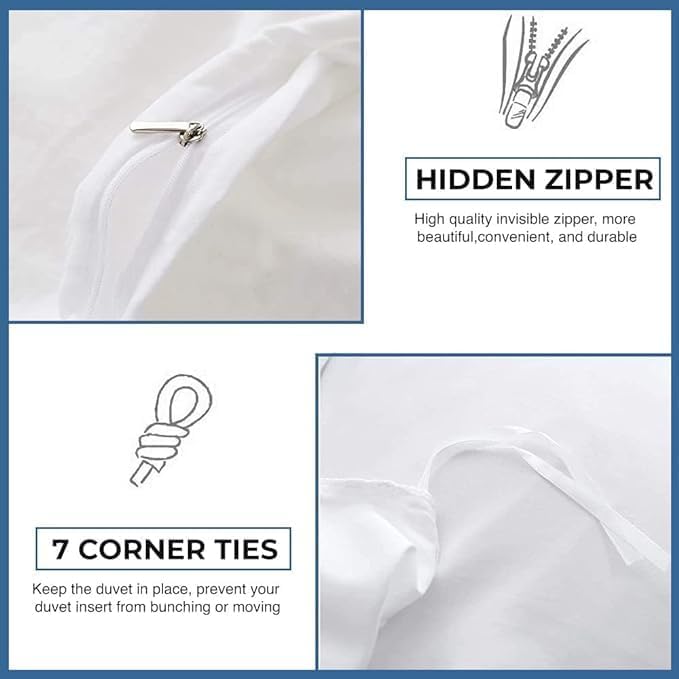 White Duvet Cover Twin Size 1000 Thread Count 100% Egyptian Cotton Long Staple Quilt Cover Silky Soft, Breathable with Hidden Zipper Closure and 7 Corner Ties 1 Piece Duvet Cover