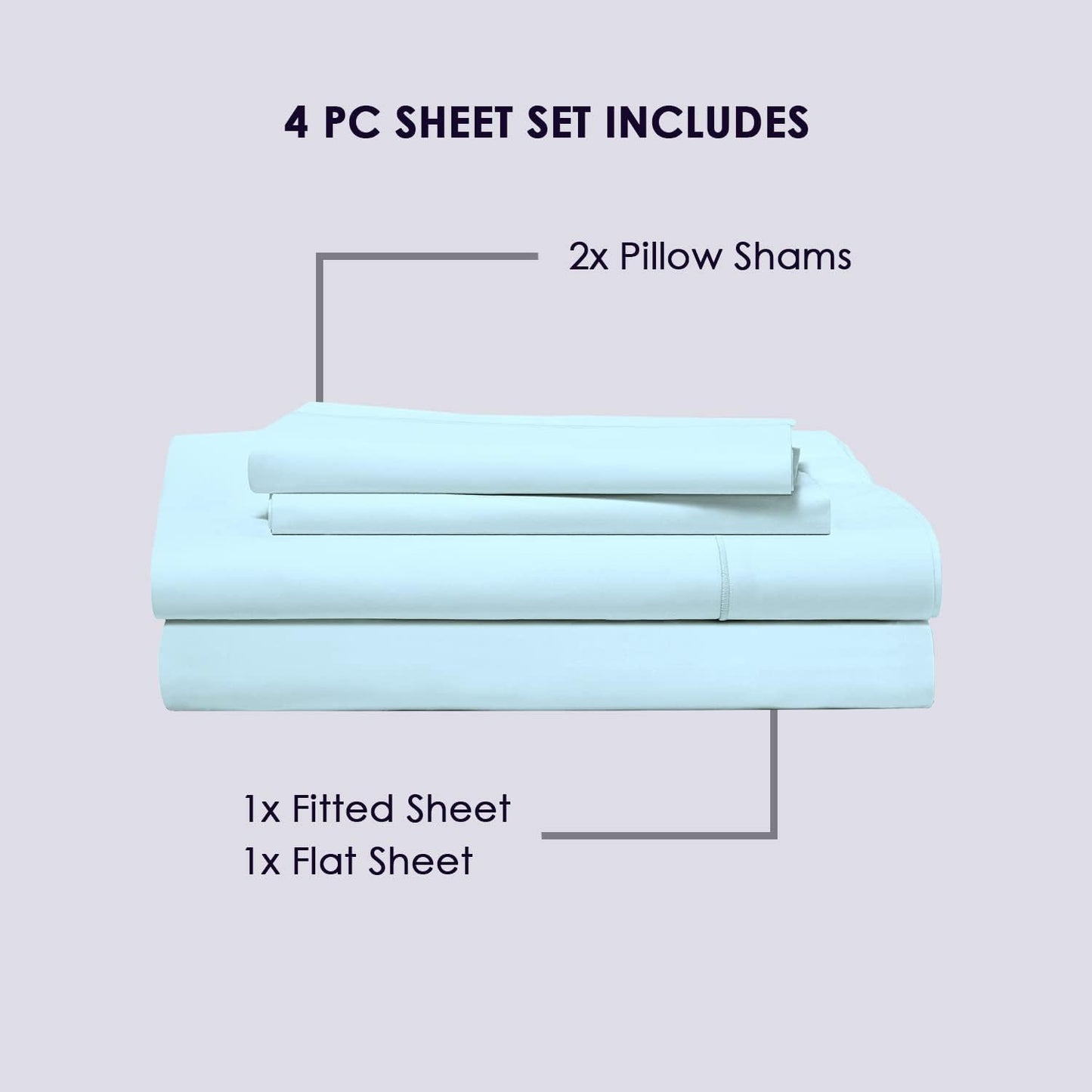 Pizuna Pure 100% Cotton Sheets King Size, 800 Thread Count Long Staple Cotton Crisp Sateen King with 15in Deep Pocket (Baby Blue Cotton Sheets King)
