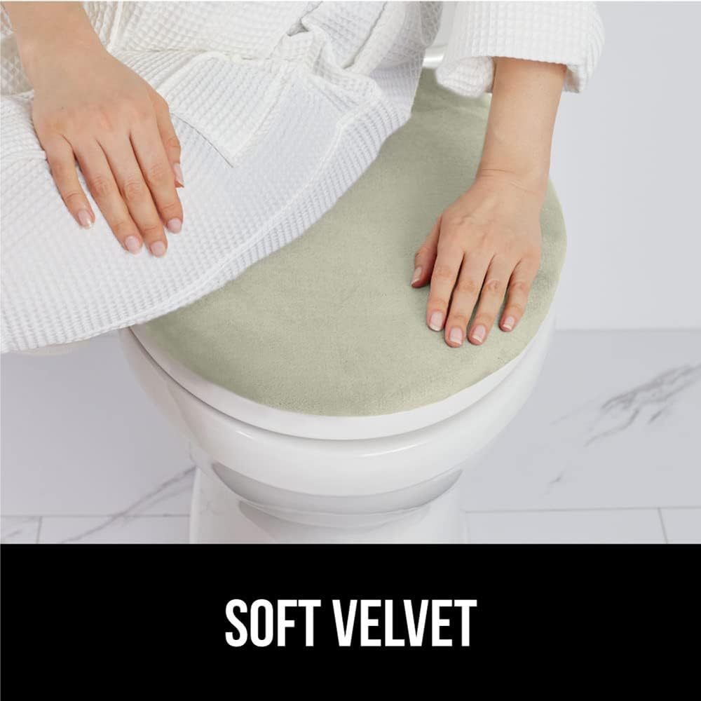 GORILLA GRIP Thick Memory Foam Bathroom Toilet Lid Seat Cover, Soft Velvet Topside, Machine Wash, Plush Cushioned Covers Fits Most Size Lids, Decorative Bath Room Accessories, 19.5x18.5, Sage