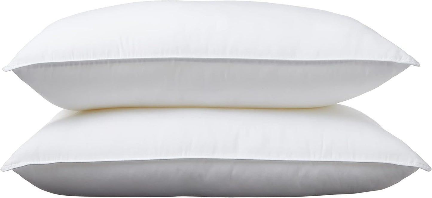 Amazon Basics Down Alternative Pillows for Stomach and Back Sleepers, Soft Density, Standard, Pack of 2, White, 26 in L x 20 in W