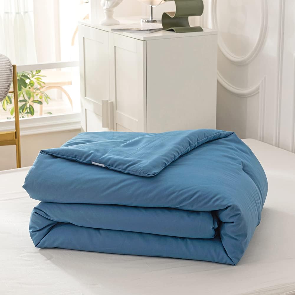 KAREVER Lake Blue Comforter Set King Solid Blue Bedding Quilt Set Men Bright Blue Blanket Set Adult Lightweight Breathable Durable Royal Blue Comforter Set Women Bed Comforter Set Breathable Bedding