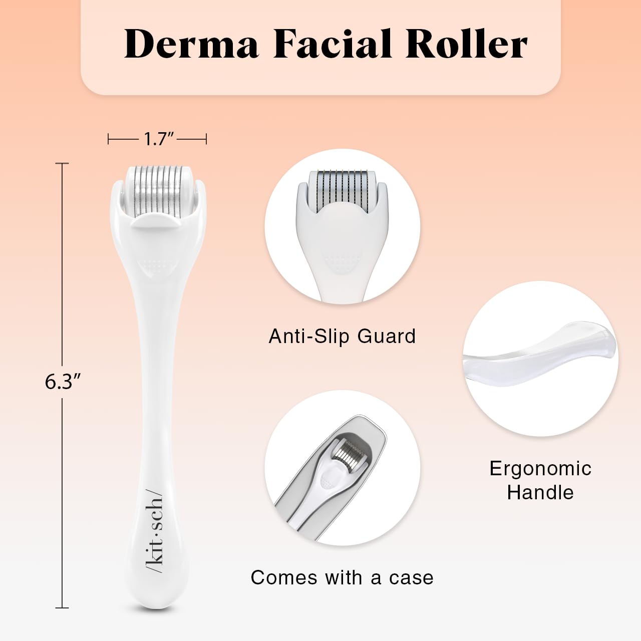 Kitsch Derma Roller – Skin Care Tool & Face Roller for Boosting Absorption of Serums & Oils - Beard Derma Roller for Men - Easy-to-Use Beauty Roller for Skin, Beard & Hair Growth