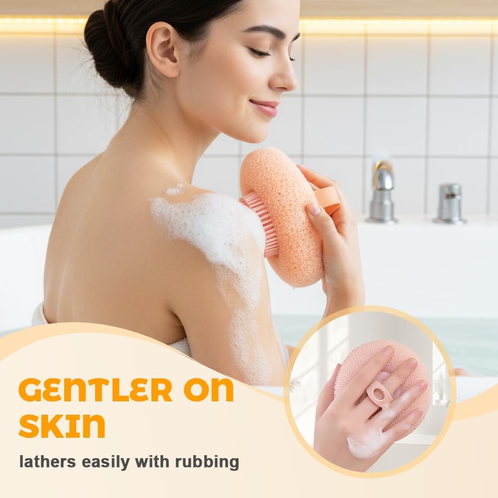 Super Soft Sunflower Suction Cup Bath Ball, 2025 New Exfoliating Bath Bath Sponge Cleaning Brush with Finger Rings for Women and Men (Purple, 4 pcs)