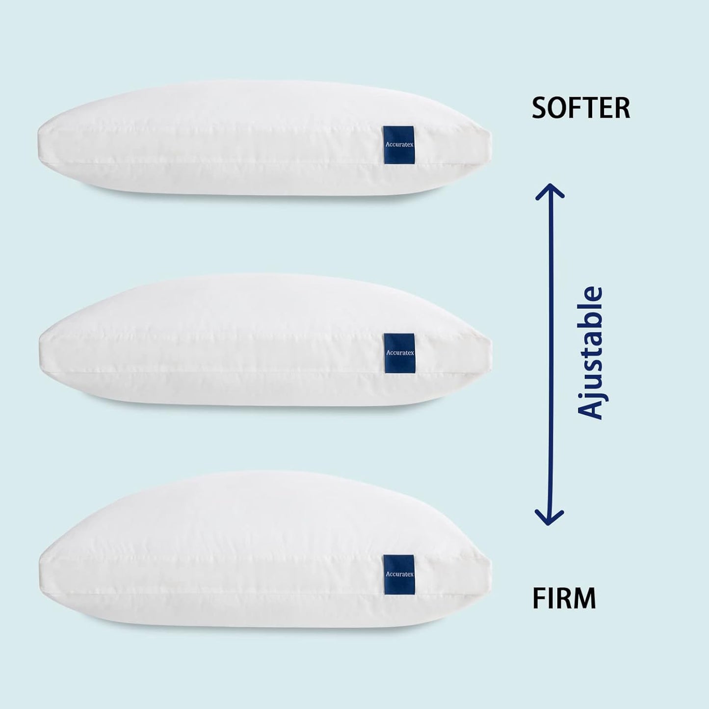 ACCURATEX Pillows King Size Set of 2, Hybrid Shredded Memory Foam Pillow[Adjustable Loft], Fluffy Down Alternative Fill Removable Cotton Cover, Firm Supportive Pillow for Side Back Sleepers