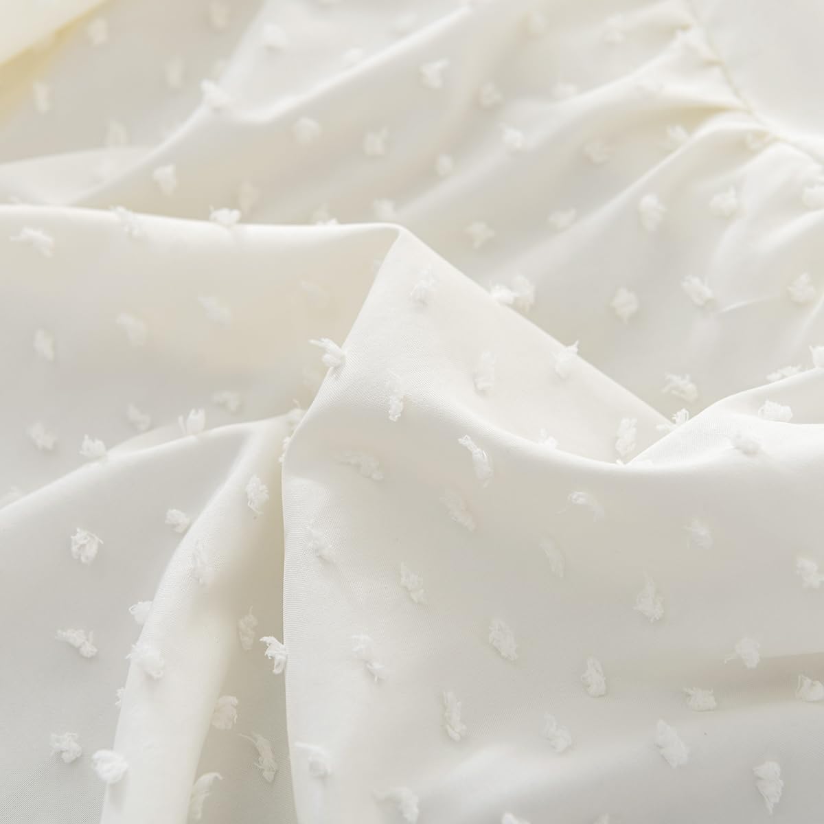 Tufted Dot Bed Skirt King Size Ruffled Bed Skirt with Split Corners, 18 Inch Drop Dust Ruffle Bed Skirts with Platform, Ivory