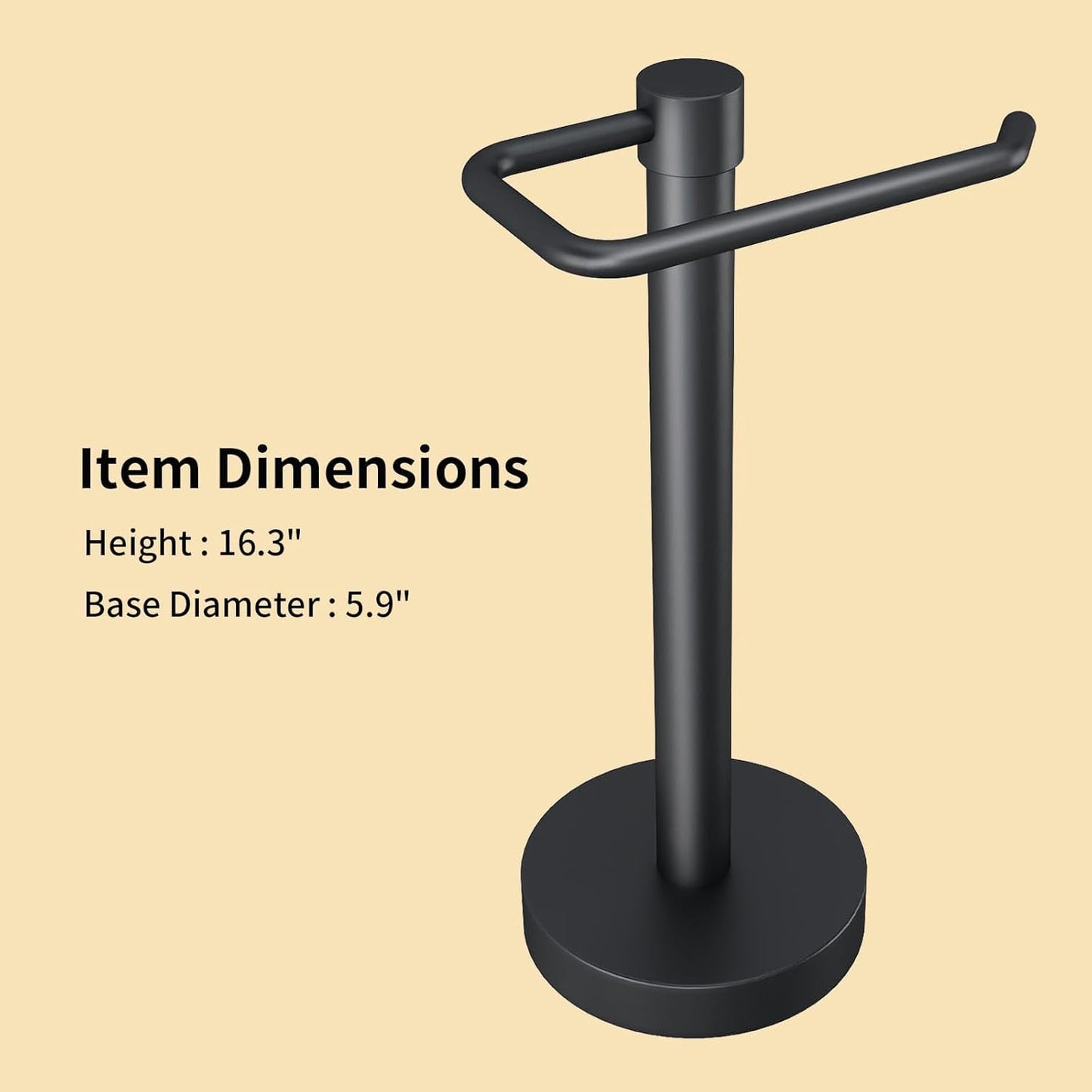 YUMORE Hand Towel Holder Stand Countertop Towel Rack Free Standing Towel Bar Hanger for Bathroom Kitchen Pro Max Matte Black
