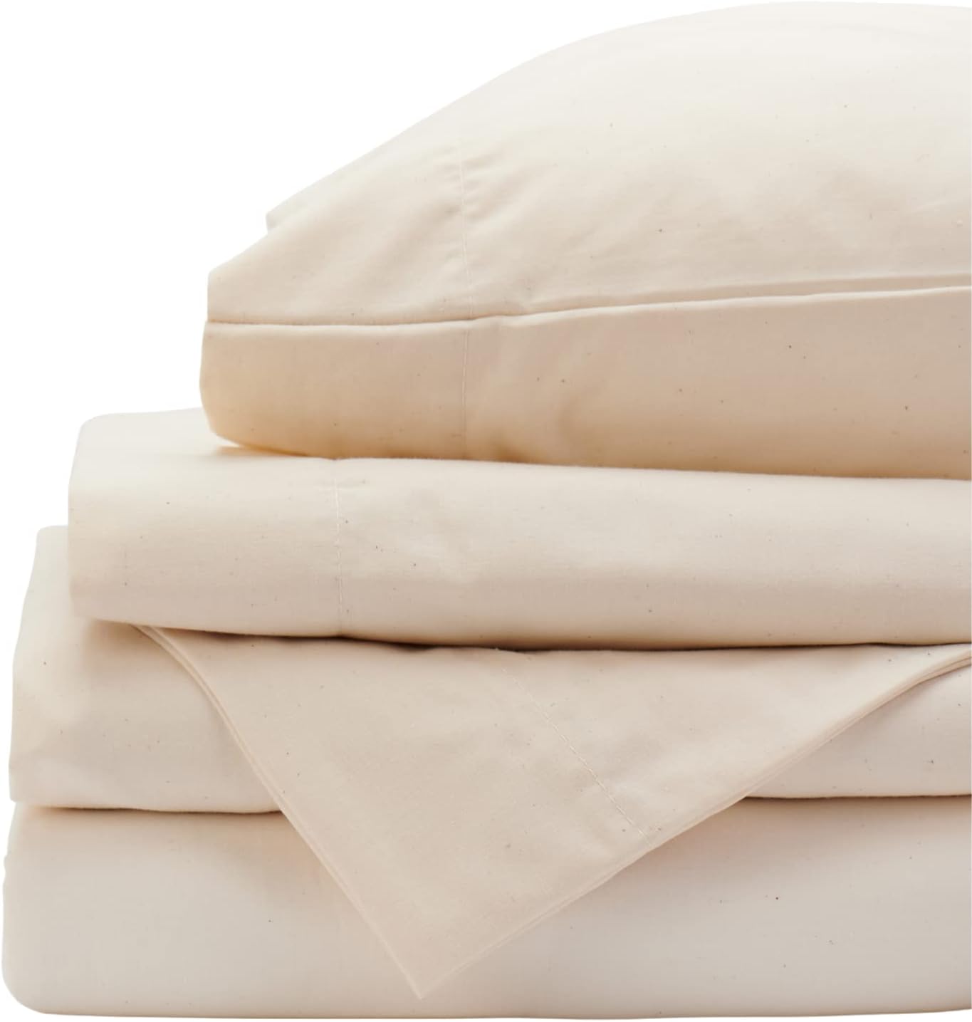 Red Land Cotton Luxury Sheet Set | 100% American Grown Cotton Basics | Premium Hotel Ultra-Soft Lightweight 4 Piece USA Made Deep Pocket Fitted, Flat Sheet, & Pillowcases Percale Weave (King/Natural)