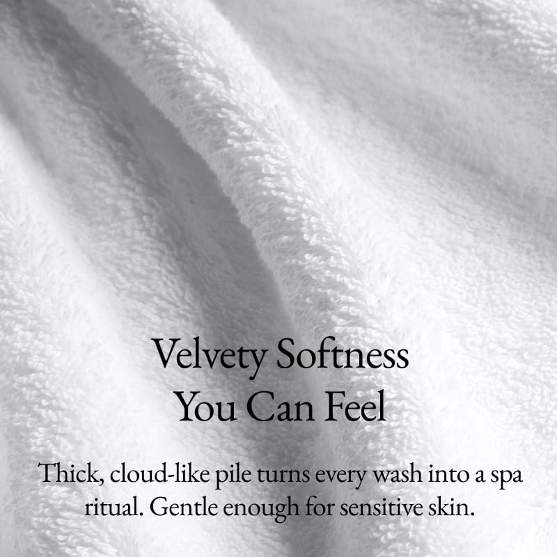 Italic Serene Ultraplush Cotton Towel Set, 4-Piece, 2 Bath Towels + 2 Hand Towels, White, Large, 800GSM, 100% Cotton, Heavy Duty, Resort Grade Towels (White)