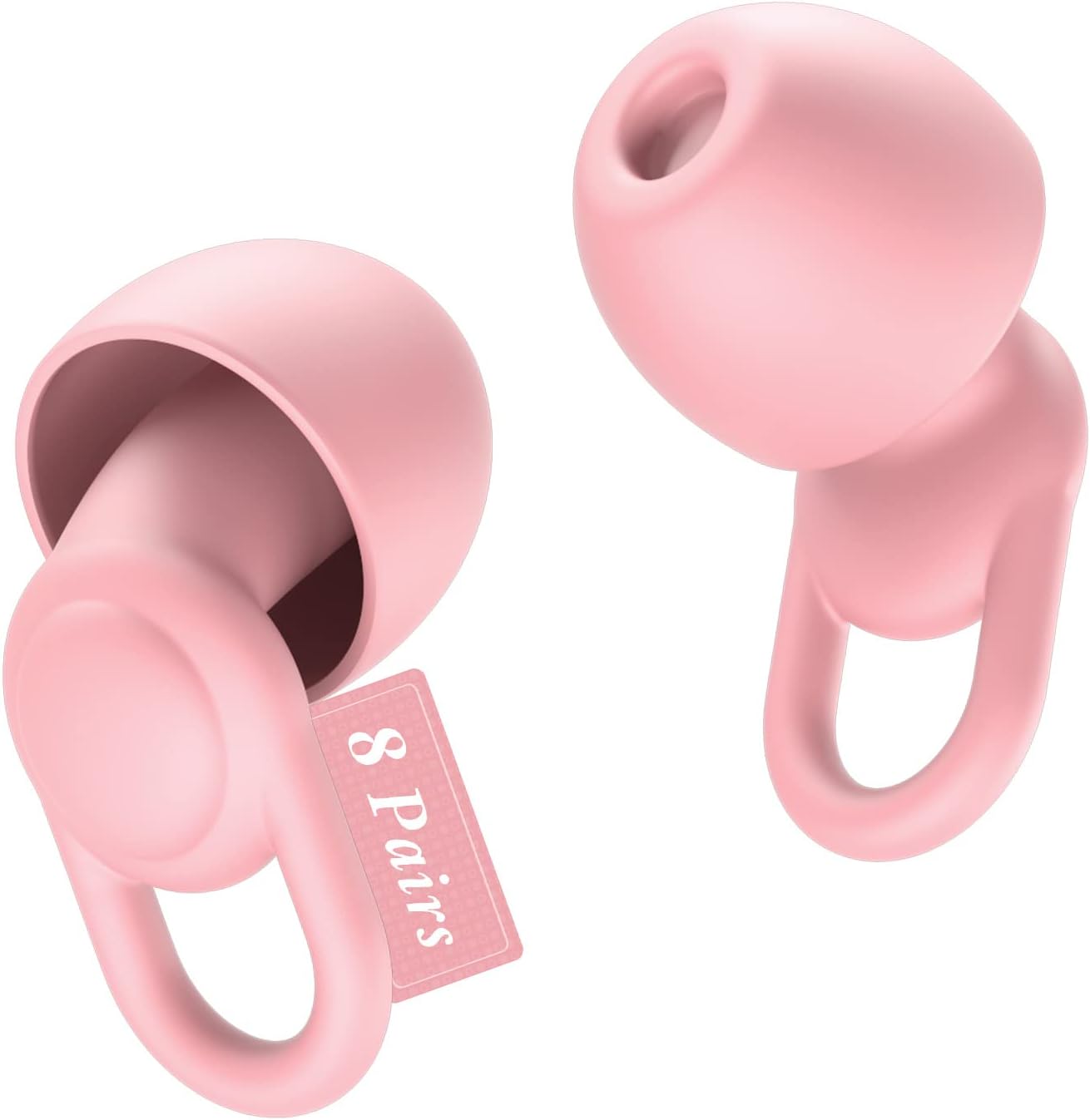 Silicone Reusable Soft Comfortable Earplugs for Sleeping, Flights & Noise Sensitivity - 16 Ear Tips in XS/S/M/L, with 2 Travel Boxes - 33dB Noise Cancelling (Pink)